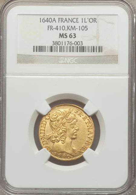 フランス ルイドール金貨 Louis XIII gold Louis d'or 1640-A, Paris