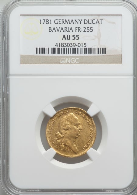 【動画あり】ドイツ1ダカット金貨 German States Bavaria. Karl Theodor gold Ducat 1781 AU55 NGC