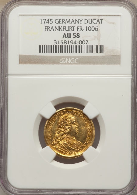 ドイツ1ダカット金貨German States Franz I gold Ducat 1745 AU58 NGC