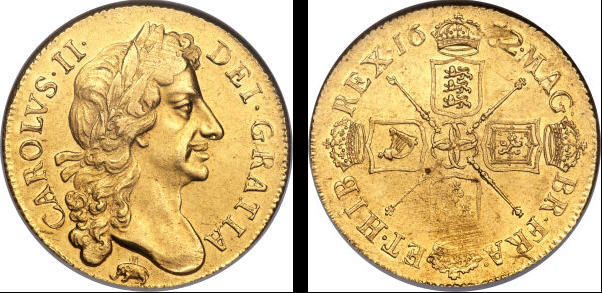 動画あり】グレートブリテン1682年2ギニー金貨チャールズ2世