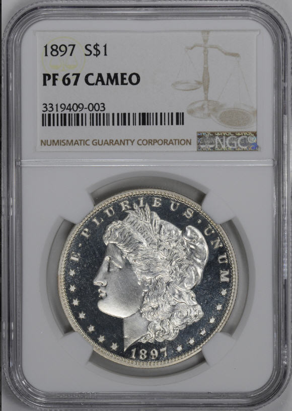 アンティークコイン アメリカ 1ドル モルガン銀貨1897 ＄1 NGC PF67CAMEO