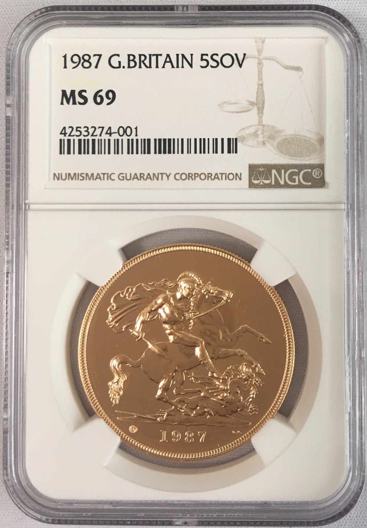 動画あり】【残存9枚】1987 グレートブリテン5ソブリン金貨 NGC MS69 | 生産国から探す,イギリス,5ポンド（5ソブリン） | |  アンティークコイン金貨専門のゴールドコイン,