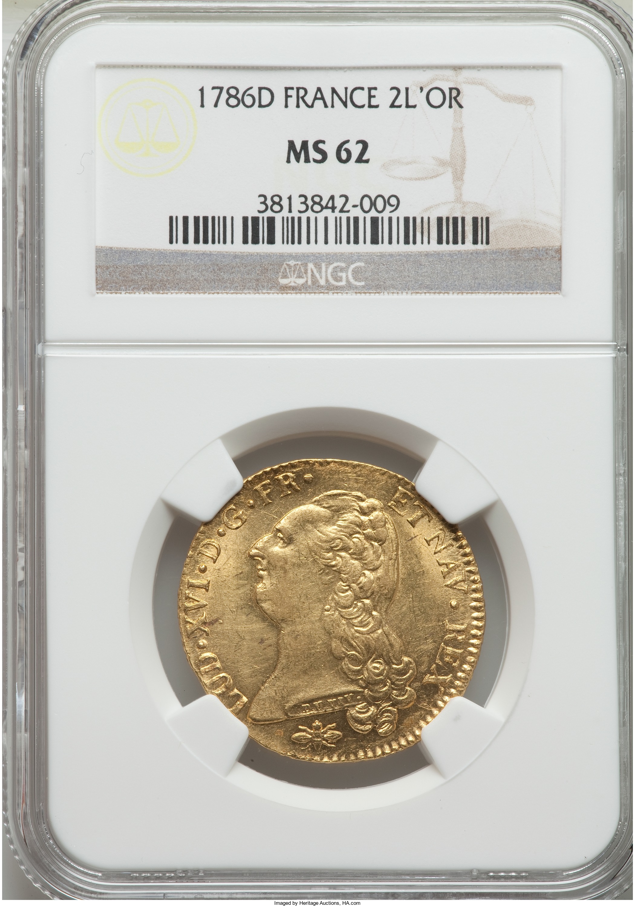 【動画あり】アンティークコイン フランス 1786年ルイ16世2ルイドール金貨1786-D MS62 NGC