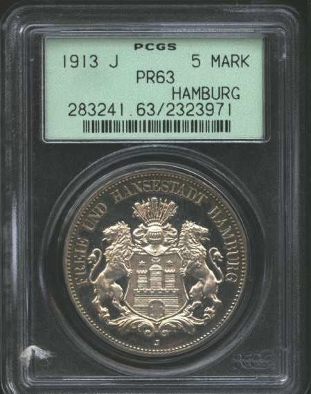 1877年 ドイツ ハンブルグ 5マルク 金貨 NGC MS63