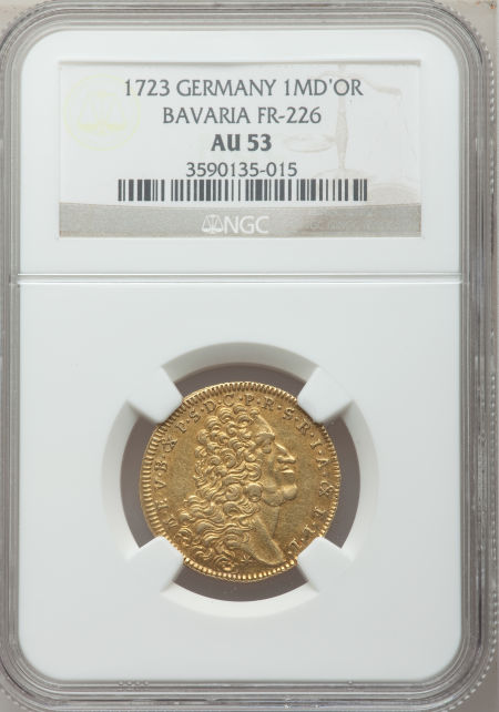 ドイツ Maximilian d'Or Bavaria. Maximilian II gold Maximilian d'Or 1723 AU53 NGC