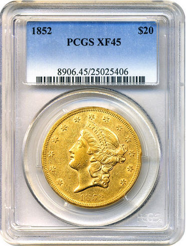 アンティークコイン アメリカ 20ドル金貨リバティヘッド 1852