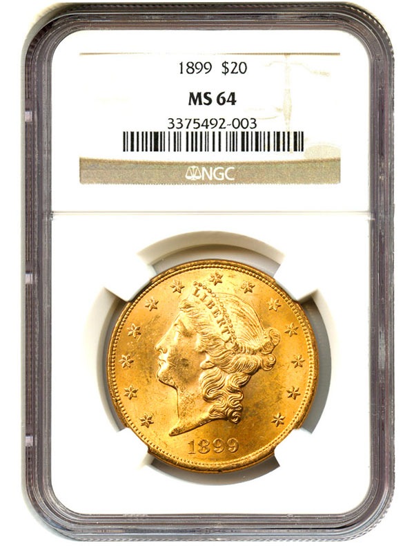 アンティークコイン アメリカ 20ドル金貨リバティヘッド1899 ＄20 NGC