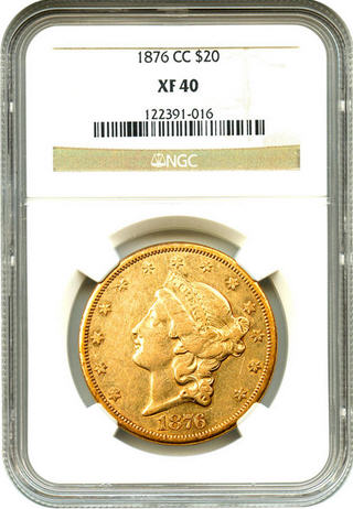 アンティークコイン アメリカ 20ドル金貨リバティヘッド1876-CC ＄20