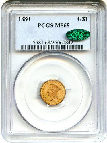 アンティークコイン アメリカ ゴールドダラー1ドル金貨 1880 G＄1 PCGS