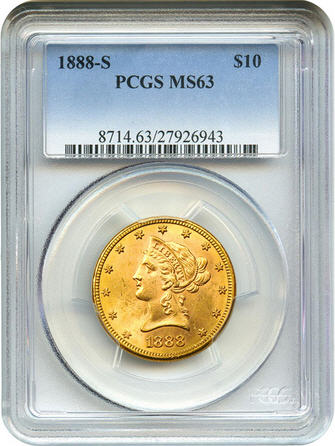 アンティークコイン アメリカ 10ドル金貨リバティヘッド 1888-S ＄10