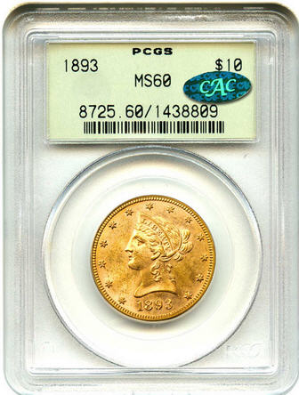 アンティークコイン アメリカ 10ドル金貨リバティヘッド 1893 ＄10