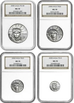 2008 4-Coin プラチナイーグルPlatinum Eagle Set MS-70 NGC(4枚セット)