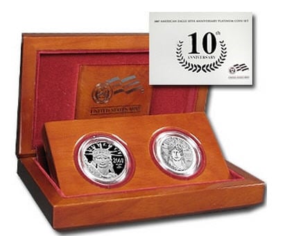 2007-W 2-Coin プルーフプラチナイーグルProof Platinum2枚セット (10th Anniv.)