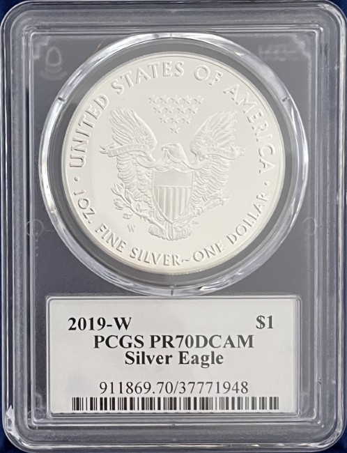 【トーマス・D・ロジャーズ サイン入り】アメリカ 1ドル シルバーイーグル銀貨 2019-W年 PCGS-PR70 DCAM