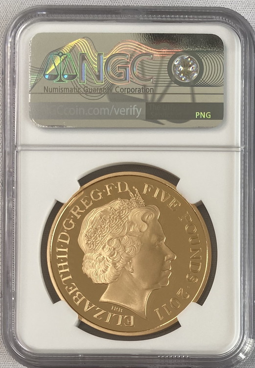 グレートブリテン2011年エリザベスII世ロイヤルウェディング5ポンドプルーフ金貨NGC-PF70UCAM