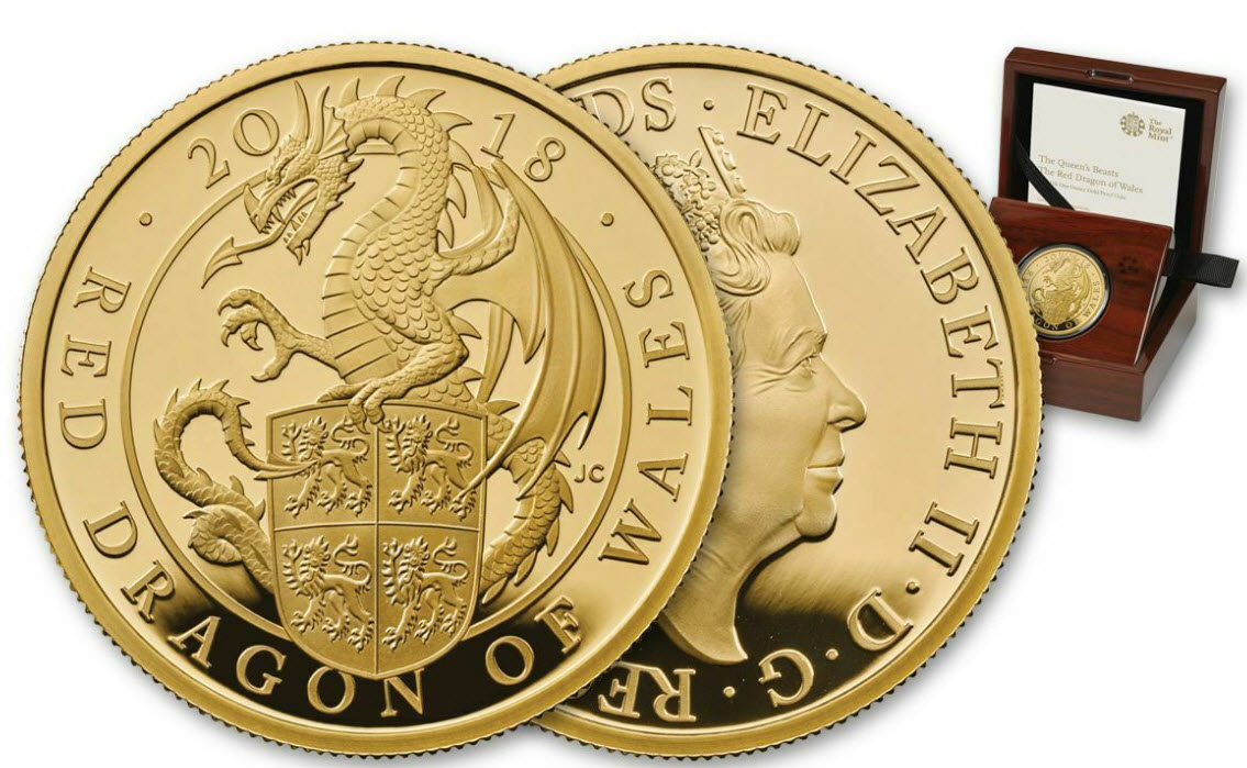 グレートブリテン クイーンズビースト2018年レッドドラゴン100ポンド金貨オリジナル箱つき3 | プルーフ金貨・銀貨 | | アンティークコイン 金貨専門のゴールドコイン,