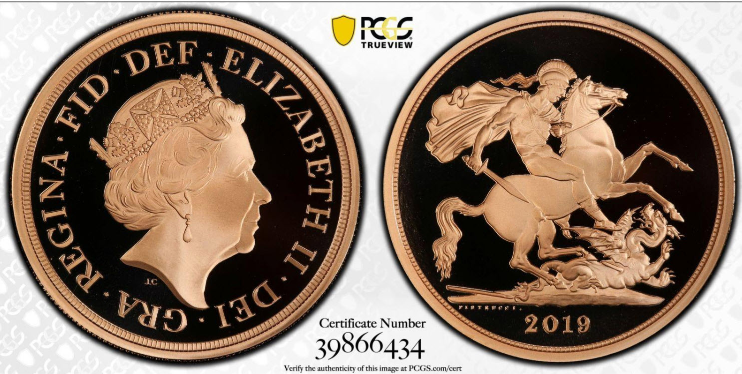 【2018年 英国 エリザベス2世戴冠65周年 5ポンドプルーフ 銀貨】 グレートブリテン2019年エリザベスII世5ポンドプルーフ金貨PCGS