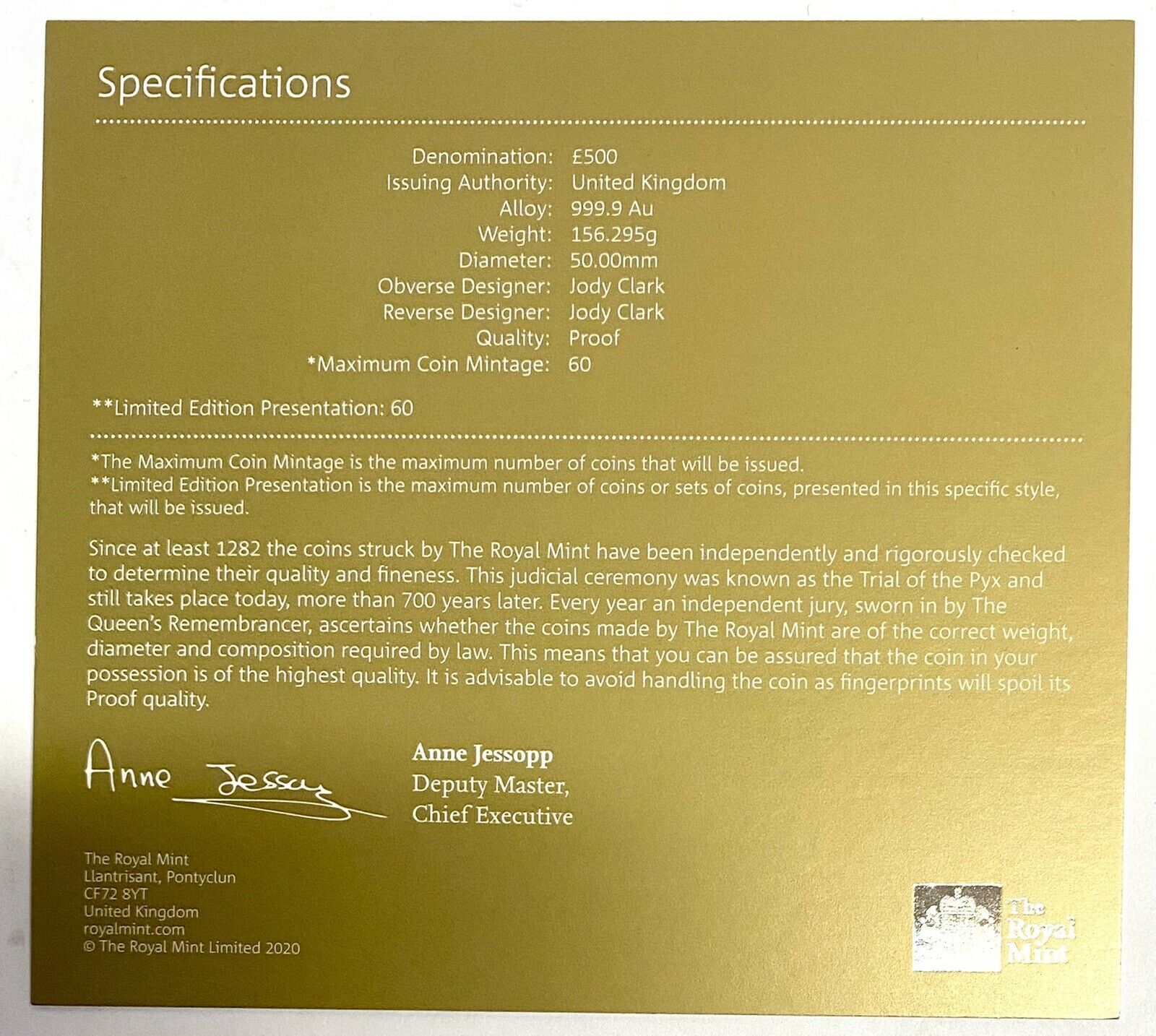 グレートブリテン 2020年 デヴィッド・ボウイ500ポンドプルーフ純金5オンス金貨NGC-PF70UCAMファーストリリース オリジナル箱付き