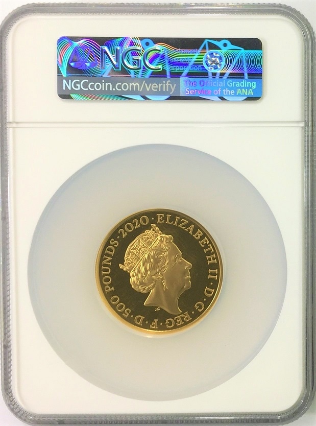 グレートブリテン 2020年 デヴィッド・ボウイ500ポンドプルーフ純金5オンス金貨NGC-PF70UCAMファーストリリース オリジナル箱付き