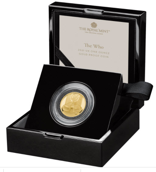 グレートブリテン2021年音楽の伝説シリーズ・ザ・フー1オンス100ポンドプルーフ金貨箱付き5-6