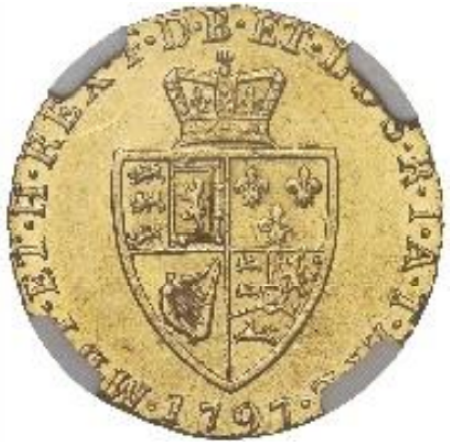 【動画あり】グレートブリテン 1797年 ジョージ3世 1/2ギニー金貨 NGC-AU55