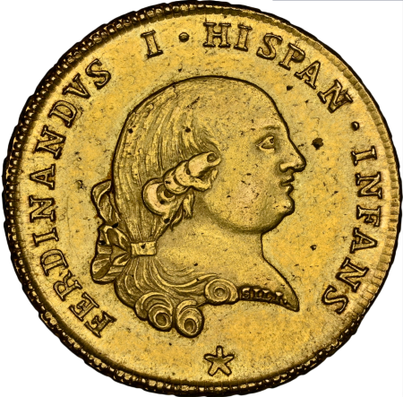 【レア度4-R4】イタリア 1796S年 フェルディナンド1世 4ドッピア金貨 NGC-MS61+