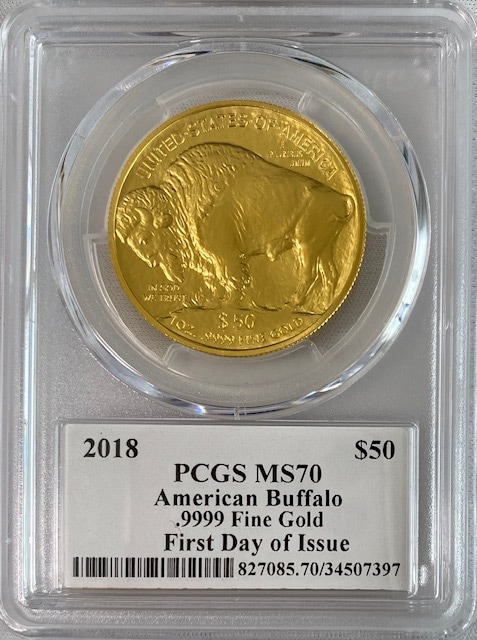 【動画あり】2018バッファロー金貨50ドル 1オンス PCGS MS70ファーストデイオブイシュー・ジョーオーランドサイン入り-34507396