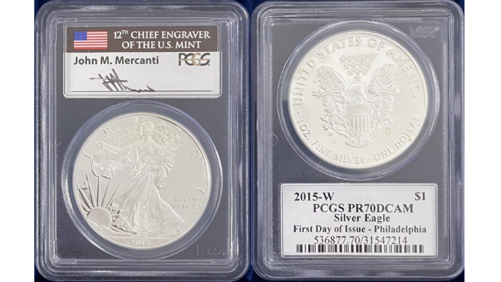 値下げ】米国2018年イーグル銀貨 ジョン・マーカンティサイン PR70DCAM