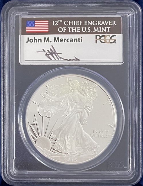 ジョン・マーカンティ サイン入り】アメリカ 1ドル シルバーイーグル