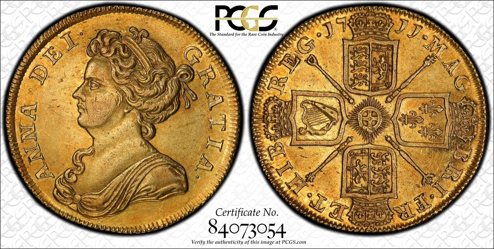 グレートブリテン1711年2ギニー金貨 アン女王 AU58 PCGS
