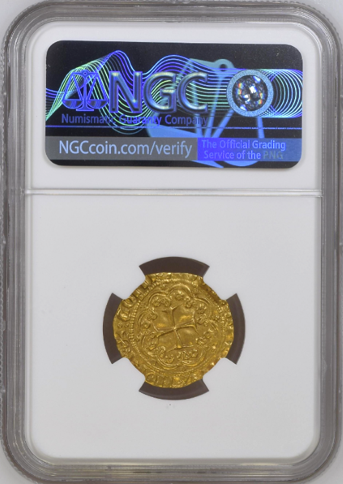 【動画あり】【レア度2-R2】イタリア ジェノヴァ共和国 1370-78年 ドメニコ・フレゴーソ (第6代ドージェ) 1ジェノヴィーノ金貨 NGC-MS61