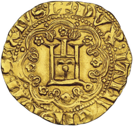 【動画あり】【レア度2-R2】イタリア ジェノヴァ共和国 1370-78年 ドメニコ・フレゴーソ (第6代ドージェ) 1ジェノヴィーノ金貨 NGC-MS61