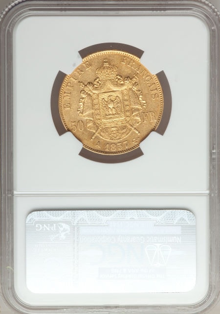 フランス50フラン金貨 Napoleon III gold 50 Francs 1857-A, KM785.1