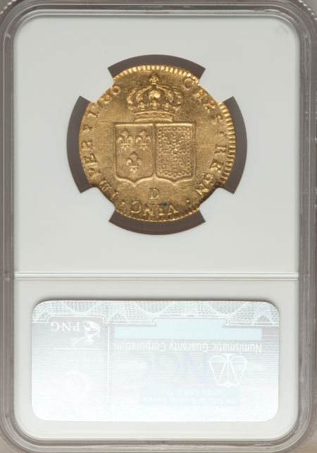 【動画あり】フランス2ルイドール金貨 France Louis XVI gold 2 Louis d'or 1786-D, Lyon mint, KM592.5, Fr-474, Gad-363, MS62 NGC