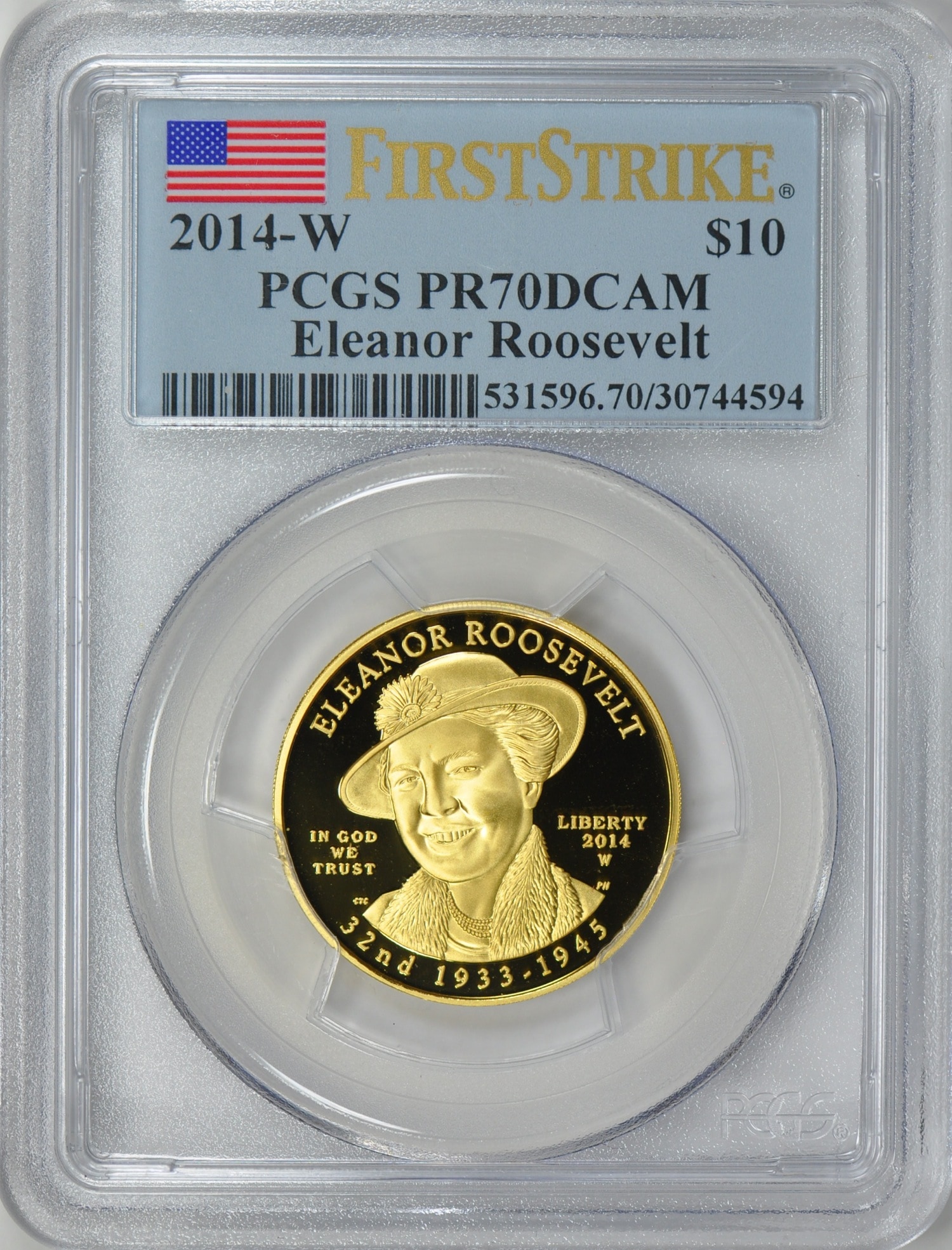 2014-W 10ドル金貨 エレノア・ルーズベルト PCGS Proof-70 DCAMファーストストライク | ファースト スパウズ10ドル 金貨,ファーストスパウズ2014年 | | アンティークコイン金貨専門のゴールドコイン,