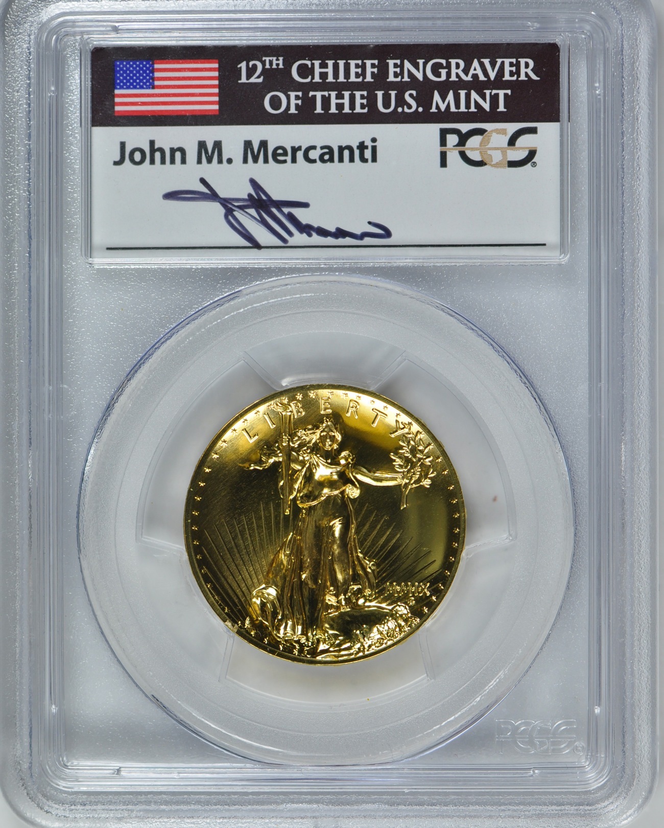 動画あり 09ウルトラハイリリーフ金貨 Pcgs Ms70ファーストストライク Mercanti サイン入り