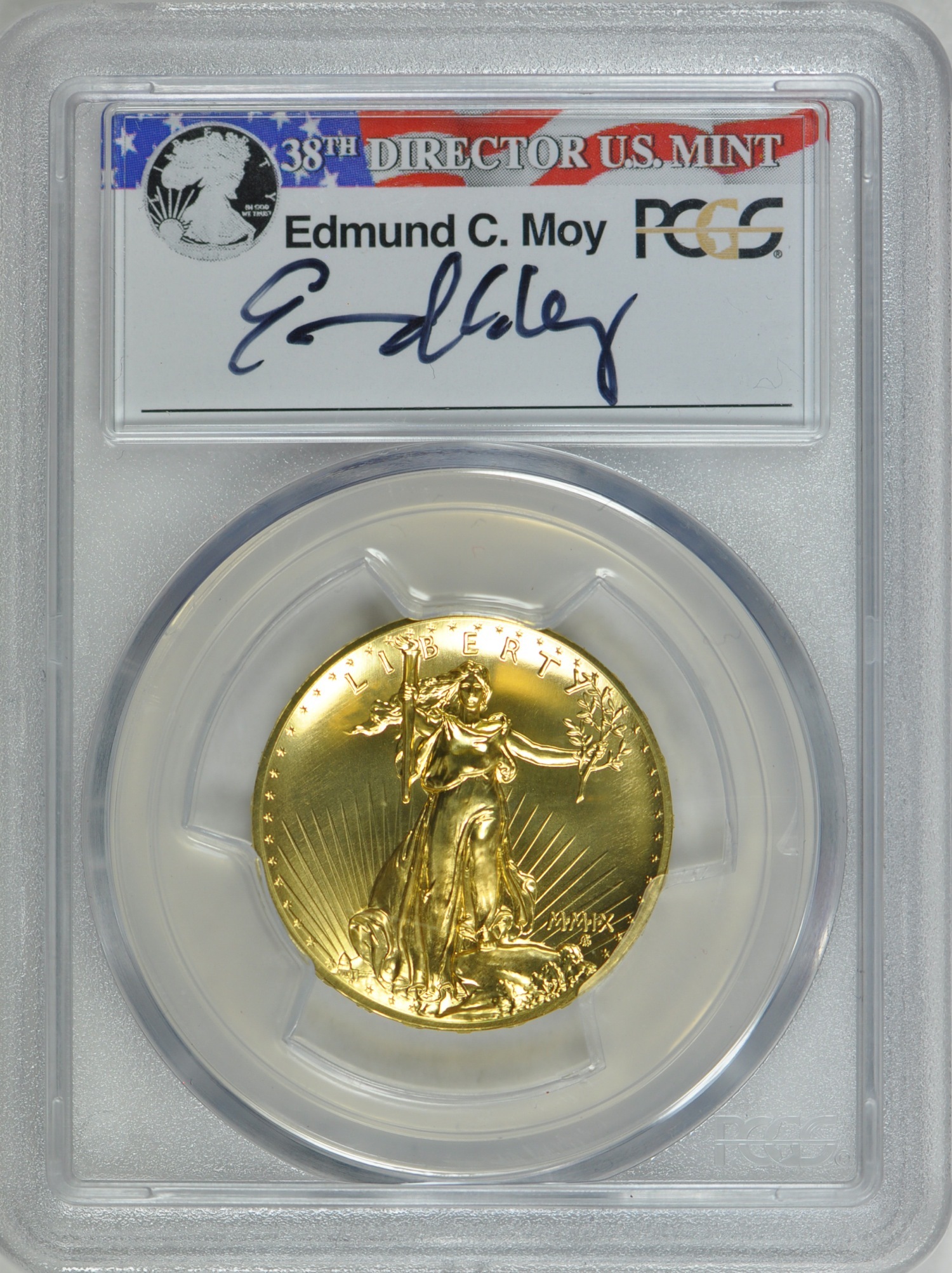 セントゴーデンス 2009年金貨 ウルトラハイレリーフ PCGS MS70 MOY氏サイン入り 2009ウルトラハイリリーフ金貨 PCGS-MS70ファーストストライク
