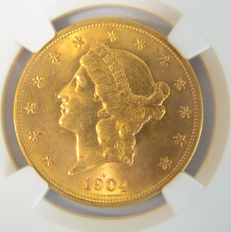 アンティークコイン アメリカ 20ドル金貨リバティヘッド 1904 ＄20 NGC