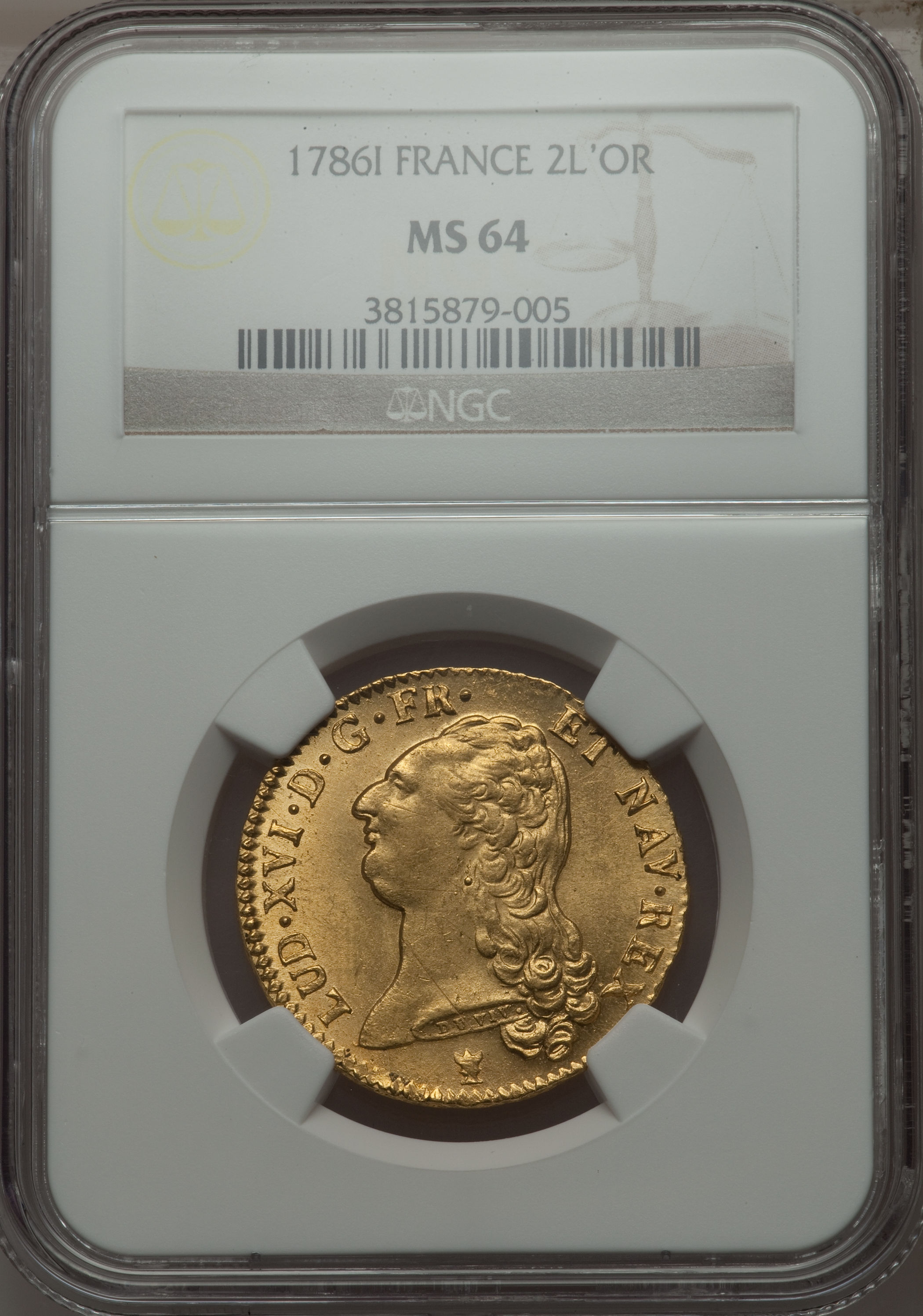 動画あり】フランス 1786-I年ルイ16世2ルイドール金貨1786-I MS64 NGC