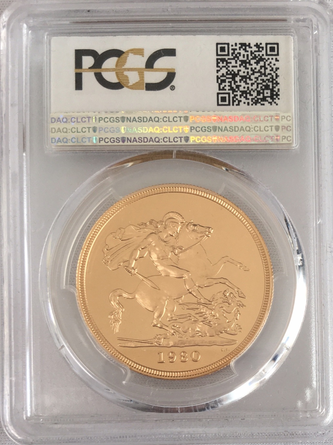 動画あり】1980 ヤングエリザベス5ポンド金貨 PR69DCAM PCGS