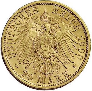 動画あり】 アンティークコイン ドイツ金貨 ヴィルヘルムII 1900-F 20