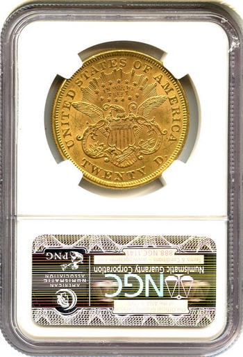 ドル　様 アメリカ1861年、20ドル金貨、初期「リバティヘッド・Sミント