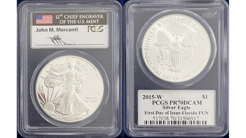 値下げ】米国2018年イーグル銀貨　ジョン・マーカンティサイン PR70DCAM 値下げ】米国2018年イーグル銀貨 ジョン・マーカンティサイン PR70DCAM