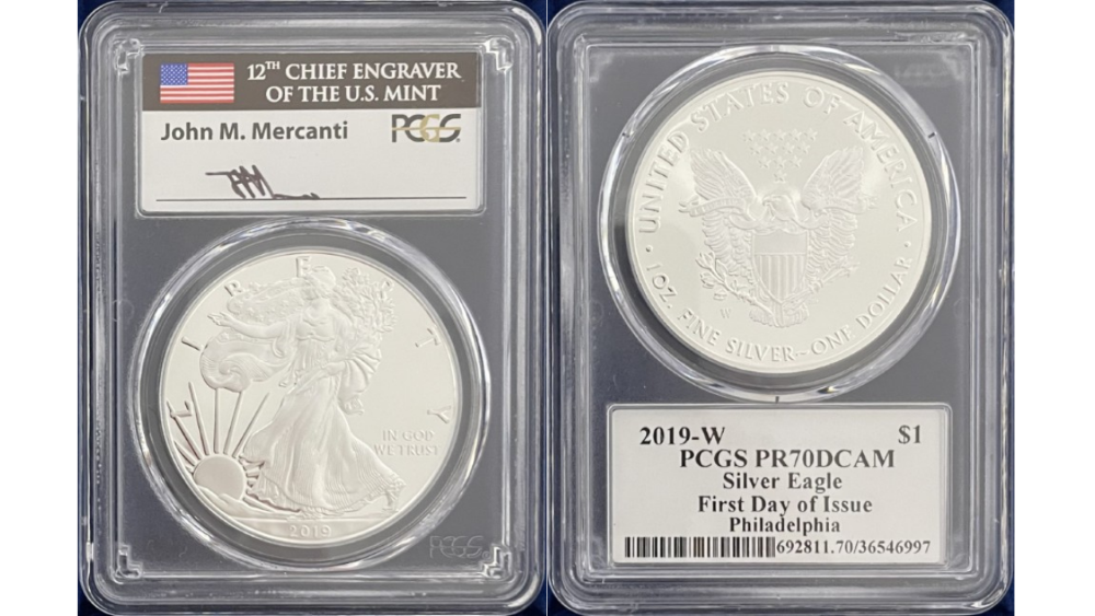 ジョン・マーカンティ サイン入り】アメリカ 1ドル シルバーイーグル