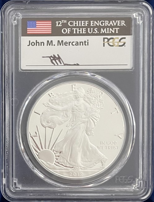 ジョン・マーカンティ サイン入り】アメリカ 1ドル シルバーイーグル