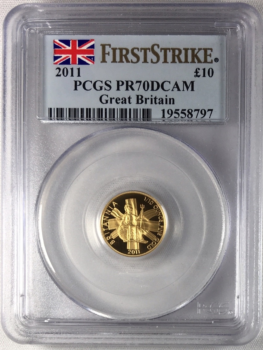 2011年 イギリス ブリタニア 25ポンド金貨 PCGS PR70DCAM 動画あり】プルーフ金貨【4枚セット】 グレートブリテン 2011