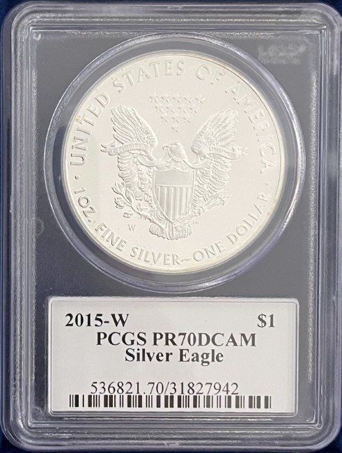 【ジョン・マーカンティ サイン入り】アメリカ 1ドル シルバーイーグル銀貨 2015-W年 PCGS-PR70 DCAM