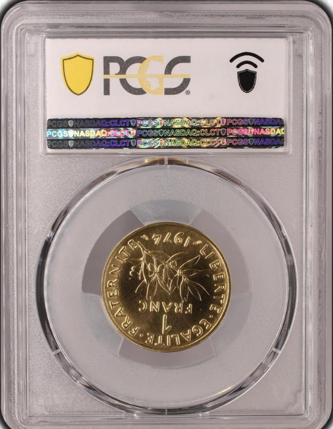 アンティークコイン フランス 1974年 1フランピエフォー金貨 PCGS-SP68