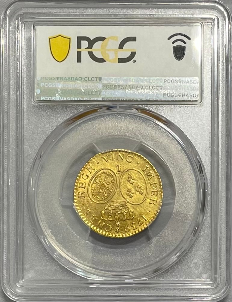 レア度2-R2】フランス 1739-L年 ルイ15世 1ルイドール金貨 PCGS-AU58