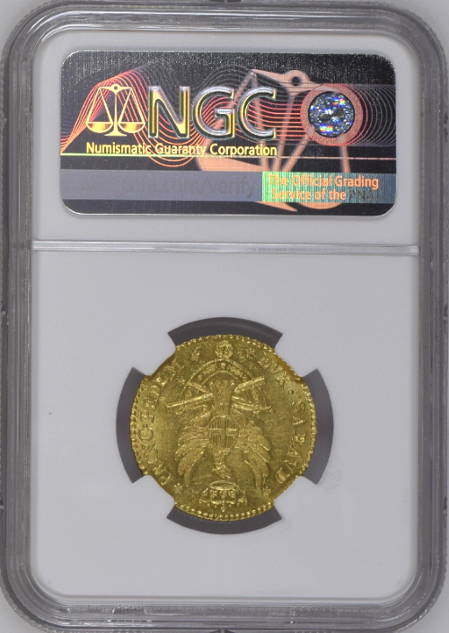 【動画あり】【レア度1-R1】イタリア サルデーニャ王国 1791年 ヴィットーリオ・アメデーオ3世 1ドッピア金貨 NGC-MS62+